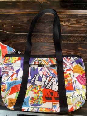 NWT LeSportsac small tote with matching pouch arcade gaming pattern